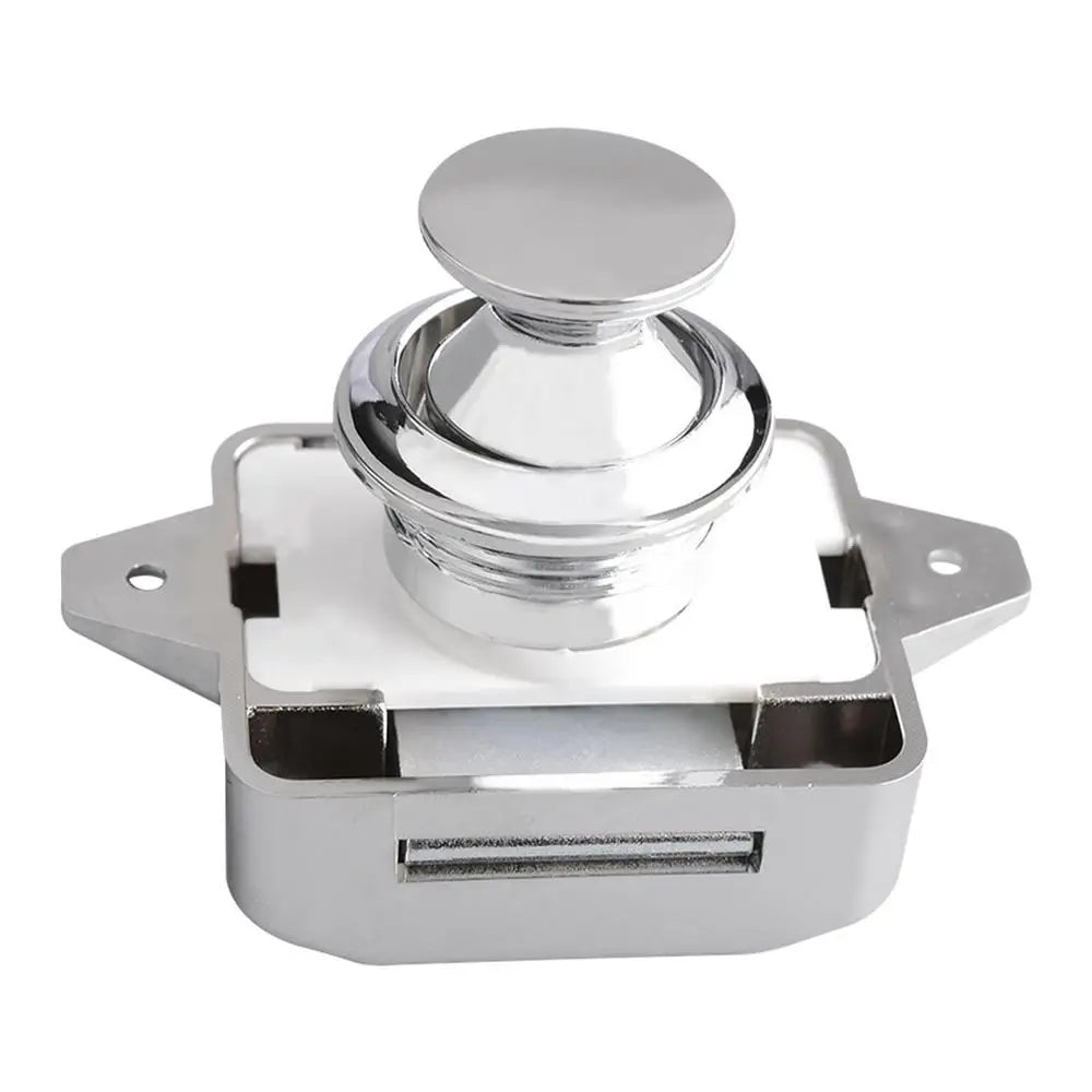 RV Push Button Cabinet Latch – Metal Lock for Camper & Boat