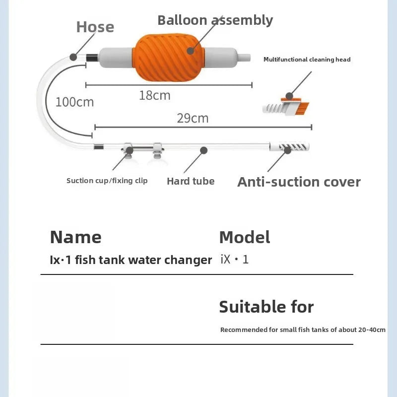Aquarium Gravel Vacuum Manual Water Changer for Fish Tanks 20–40cm