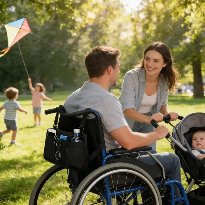 Wheelchair Side Bag with Cup Holder – Oxford Storage Pouch