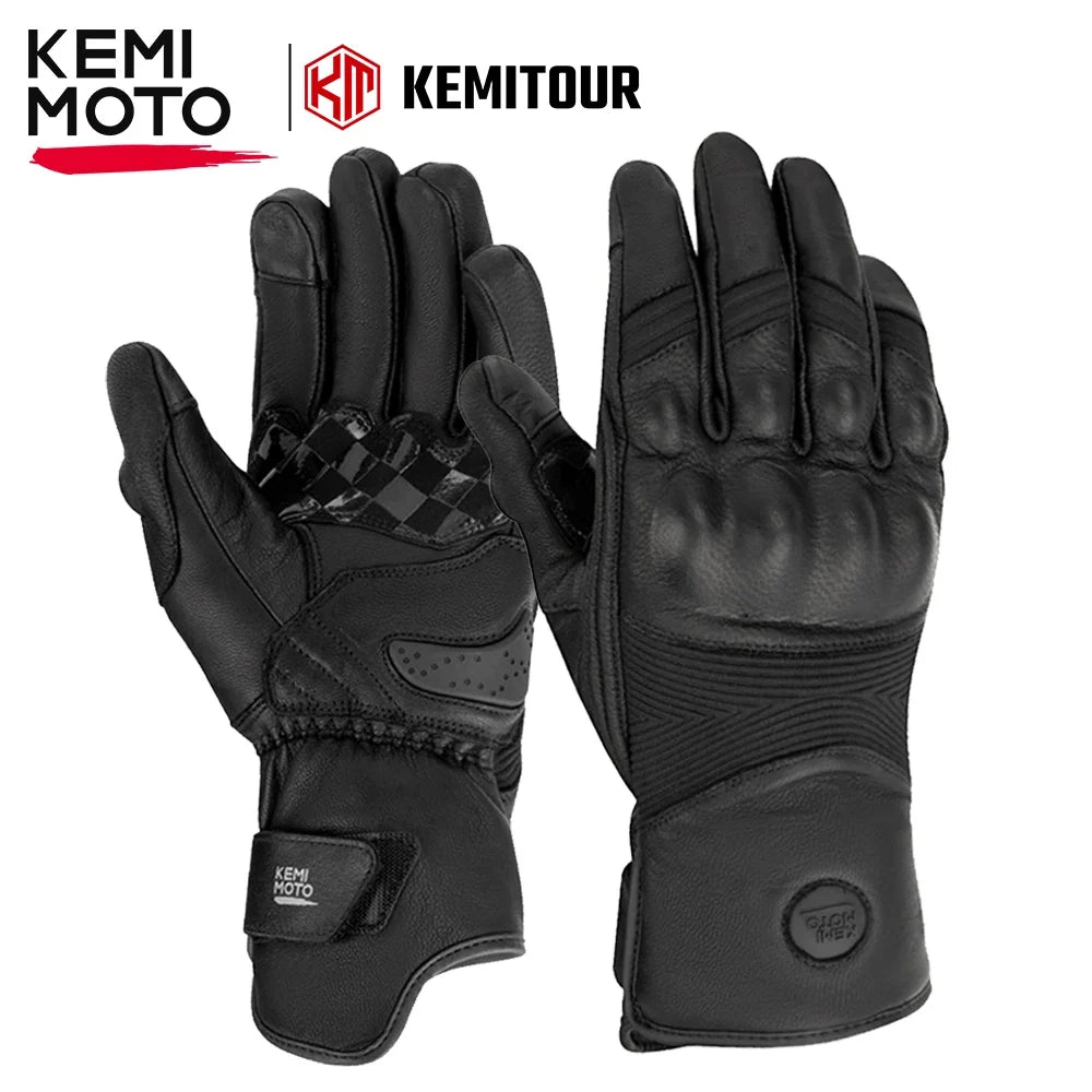 KEMIMOTO Winter Leather Motorcycle Gloves – Waterproof