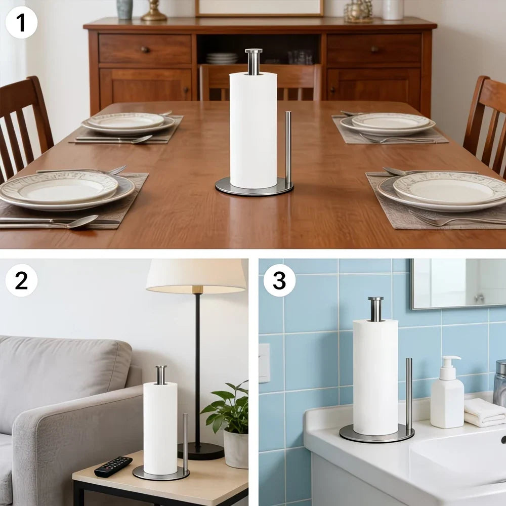 Stainless Steel Paper Towel Holder with Weighted Base