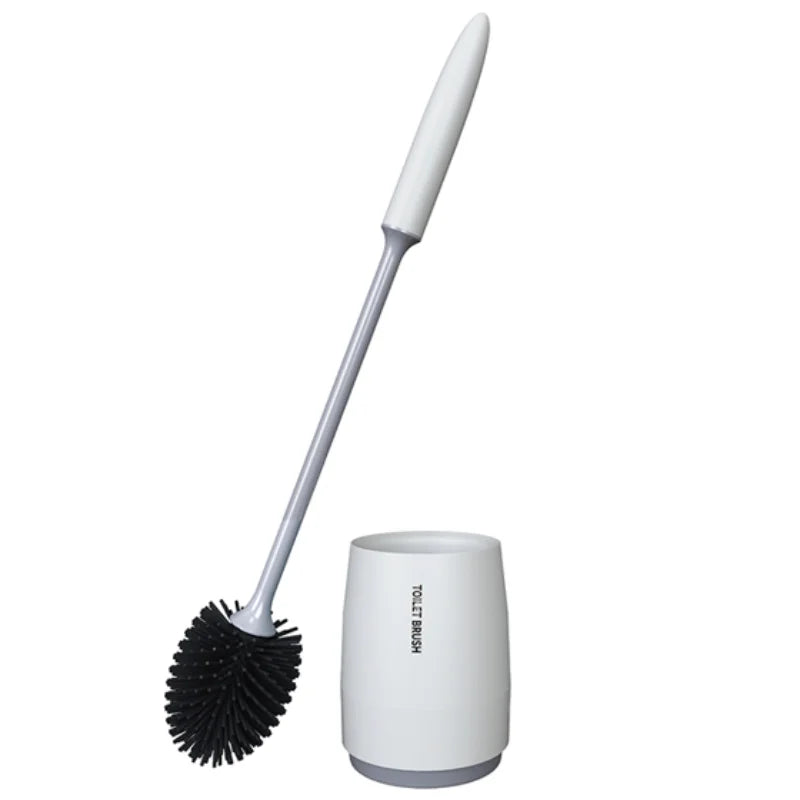 Silicone Toilet Brush & Wall-Mounted Holder Set | Flat Head