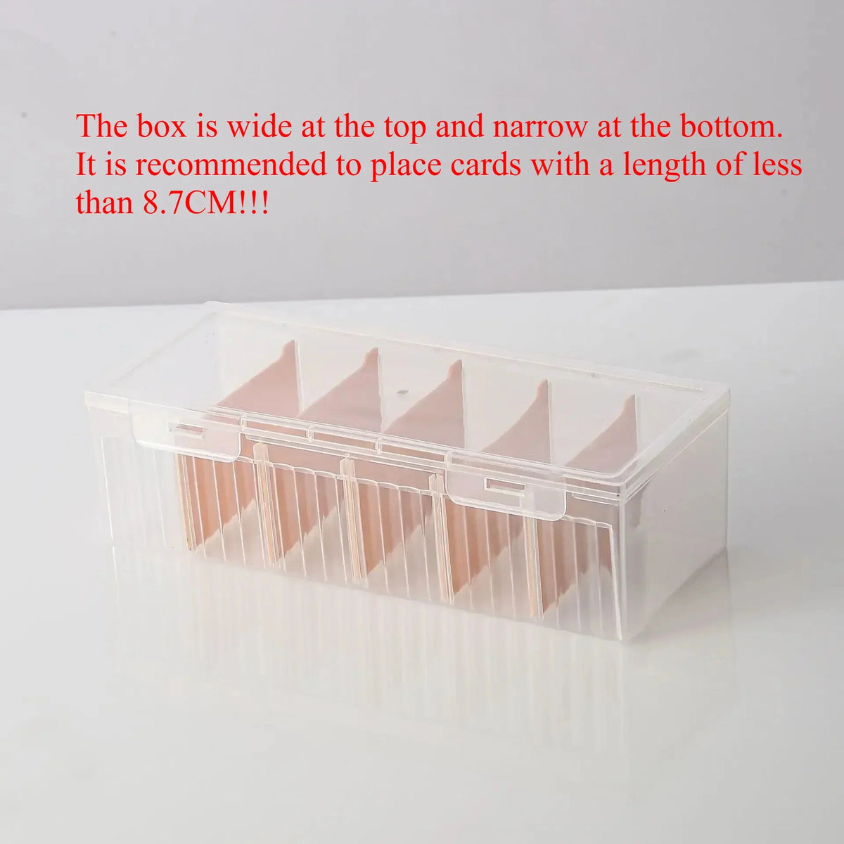Clear Card Storage Box – Holds 550+ Cards, Adjustable Divider