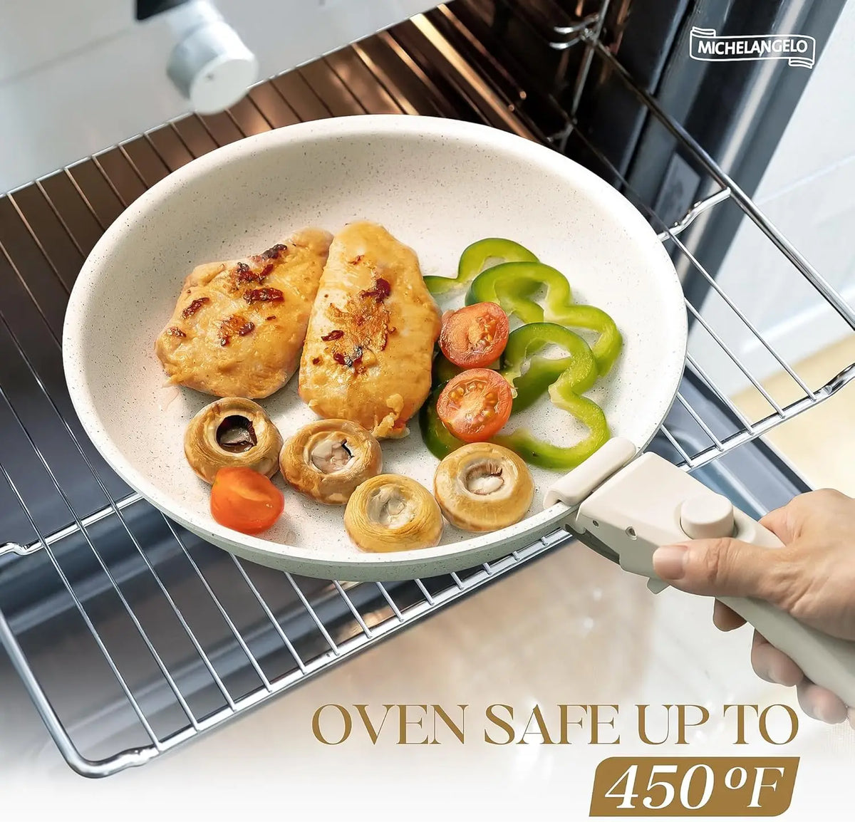 MICHELANGELO Nonstick Frying Pan Set – Granite Coated, Oven Safe
