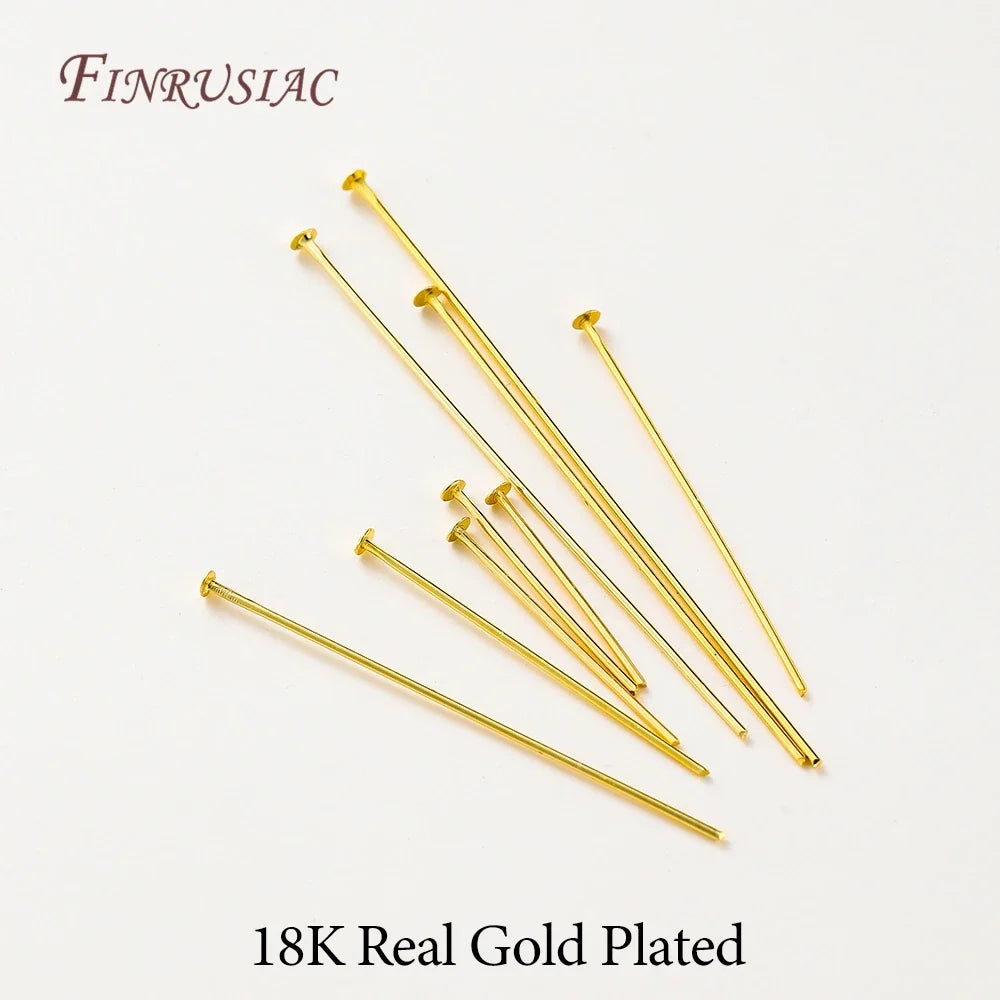 50Pcs 18K Gold Plated Flat Head Pins for DIY Jewelry Making