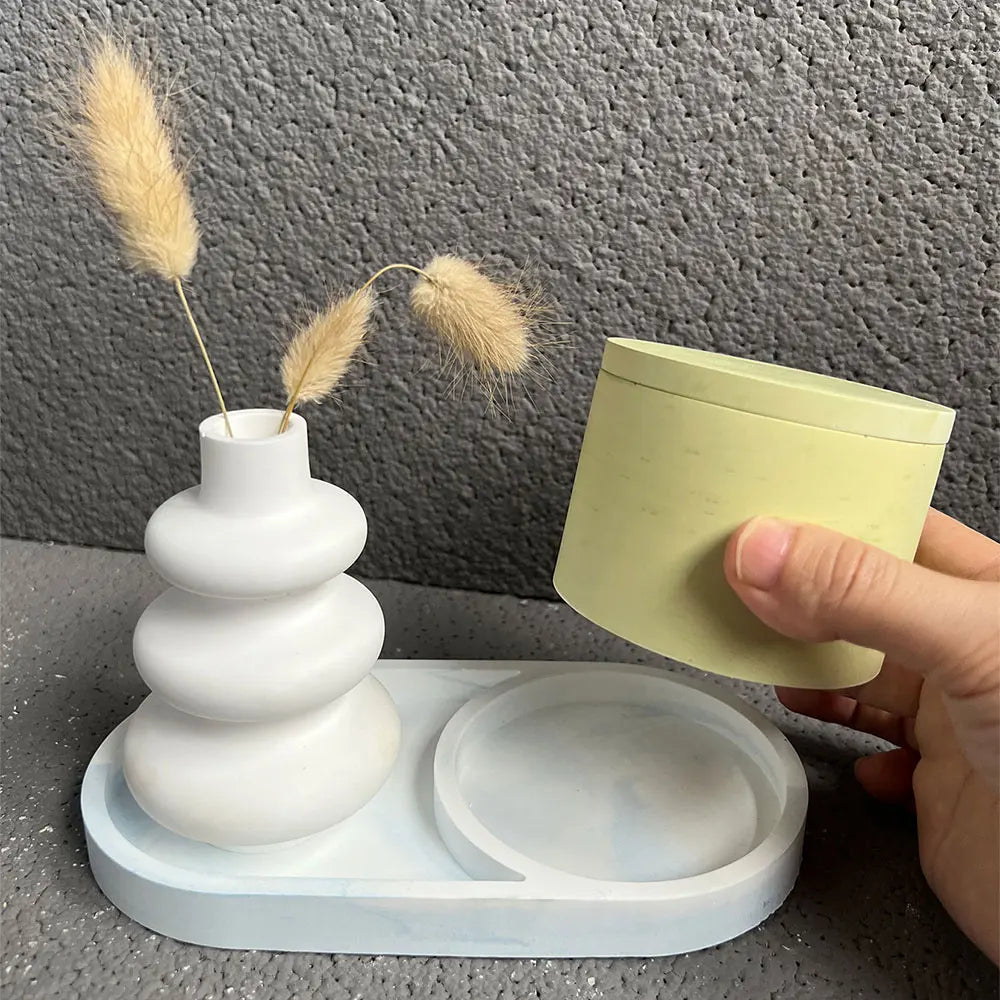 Silicone Round Candle Jar Vase Mold – Resin Plaster Cement DIY