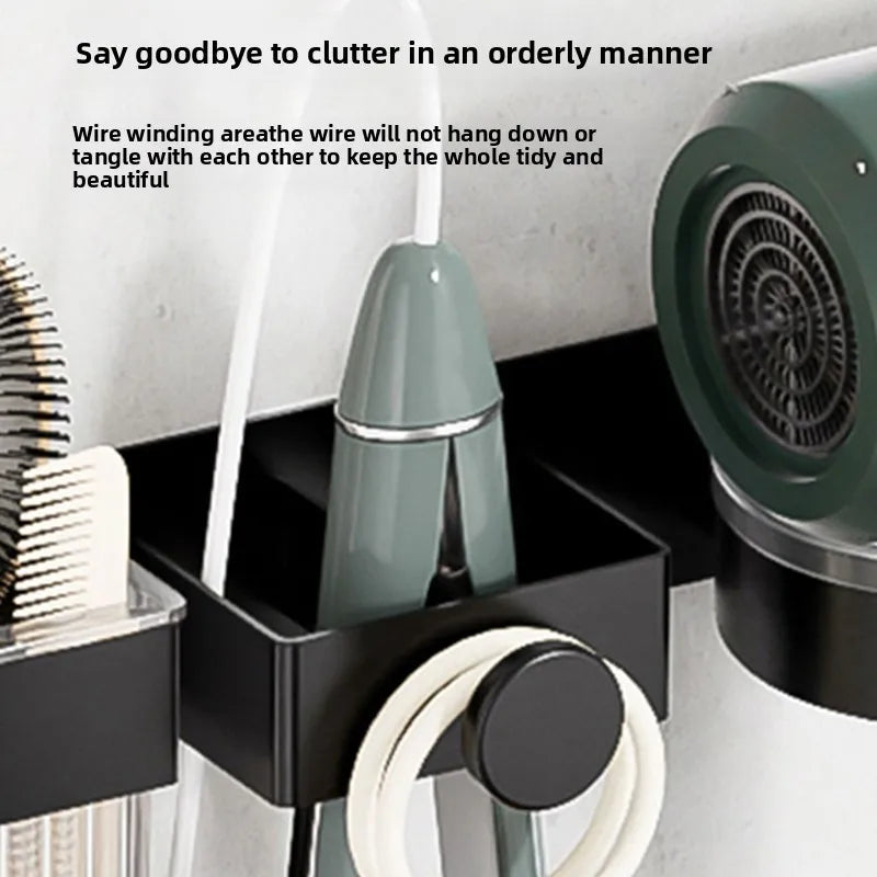 Wall-Mount Hair Dryer & Styling Tool Storage Rack