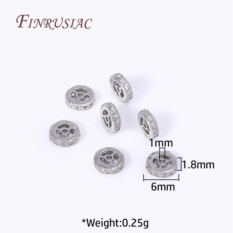 18K Gold Plated Zircon Wheel Spacer Beads – 2 Sizes DIY Jewelry