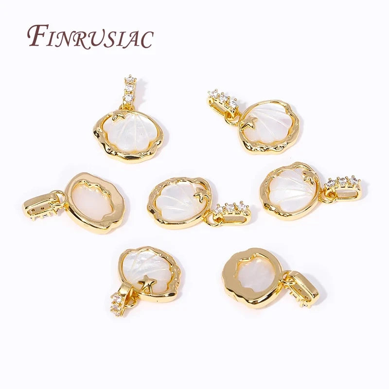 18K Gold Plated Zircon Shell Star Pendant Charm | DIY Jewelry