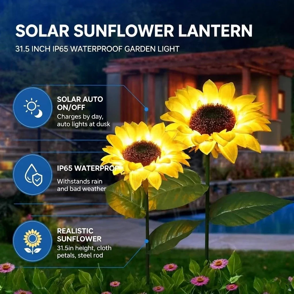 Solar Sunflower Garden Stake Light – Outdoor LED Décor IP65