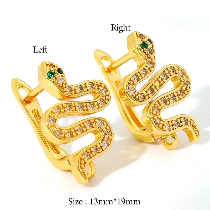 18K Gold Plated Zircon Snake Earring Hooks & Clasps | DIY