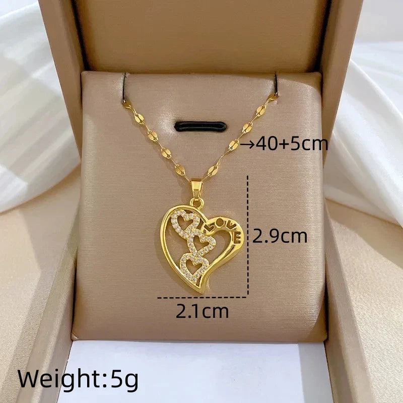 Women's Gold Heart Pendant Necklace | Copper & Zircon Choker