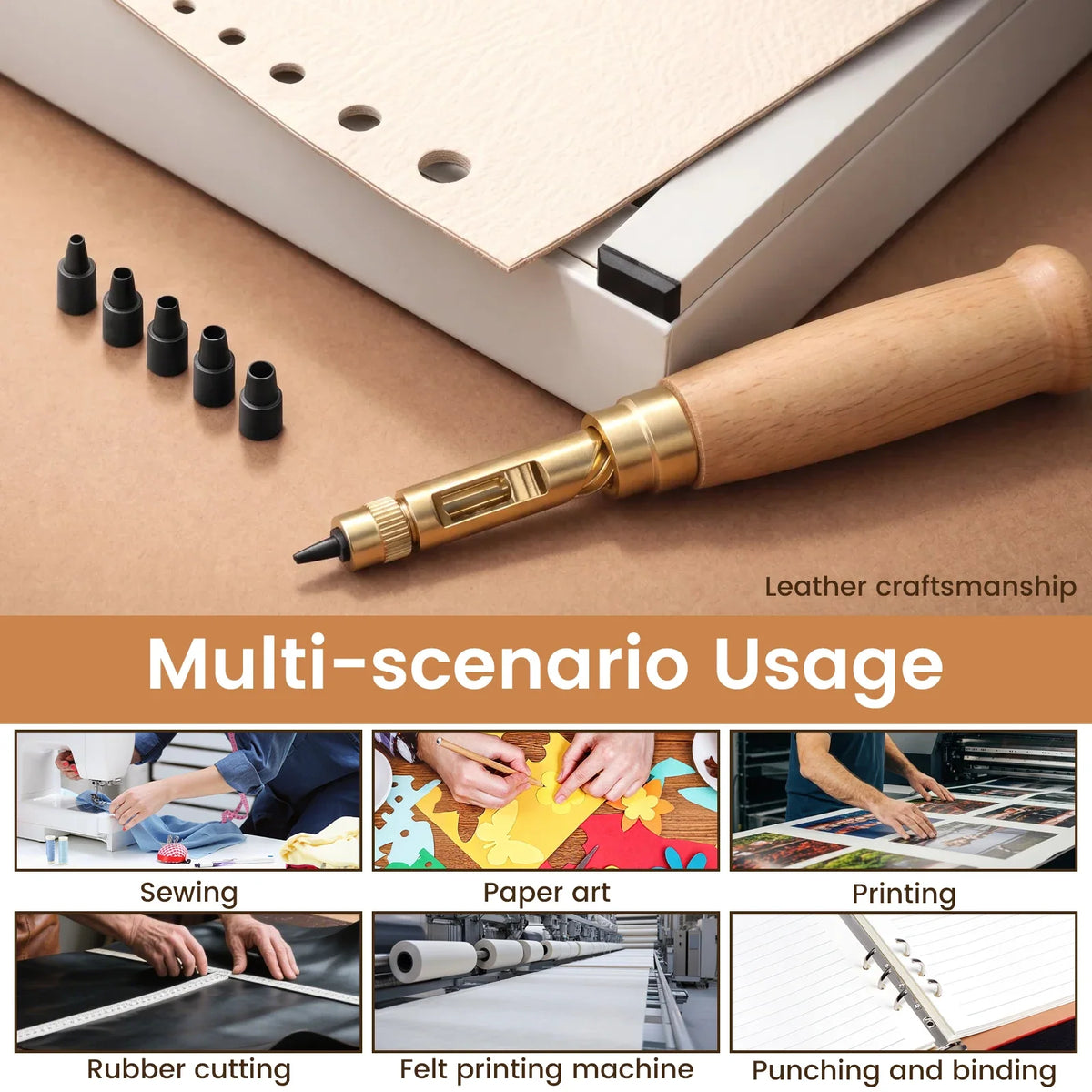 Japanese Screw Leather Hole Punch Tool Kit – 6 Tips, DIY Crafts