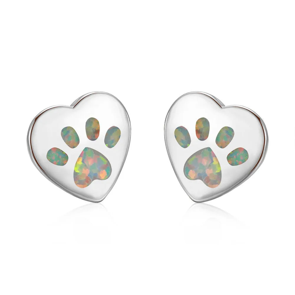White Simulated Opal Heart Drop Earrings | Zinc Alloy Fashion