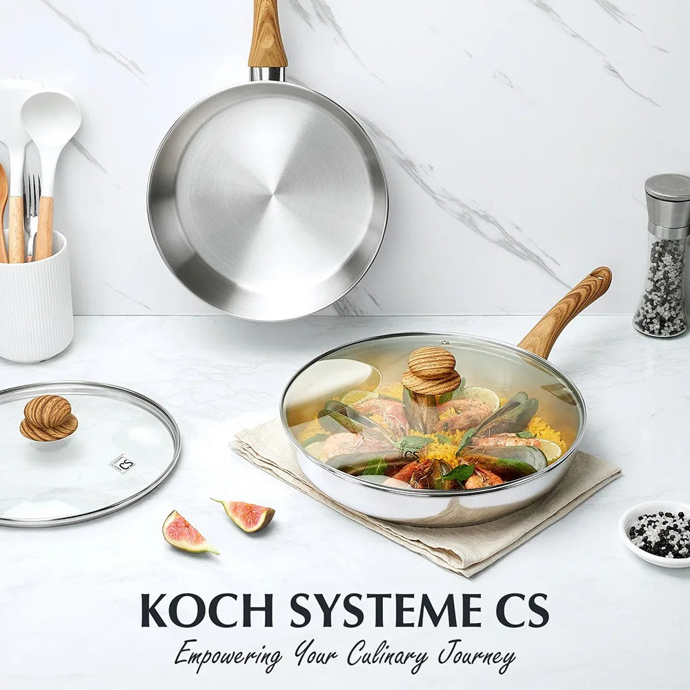 KOCH SYSTEME CS 10" Non-Stick Stainless Steel Frying Pan & Lid