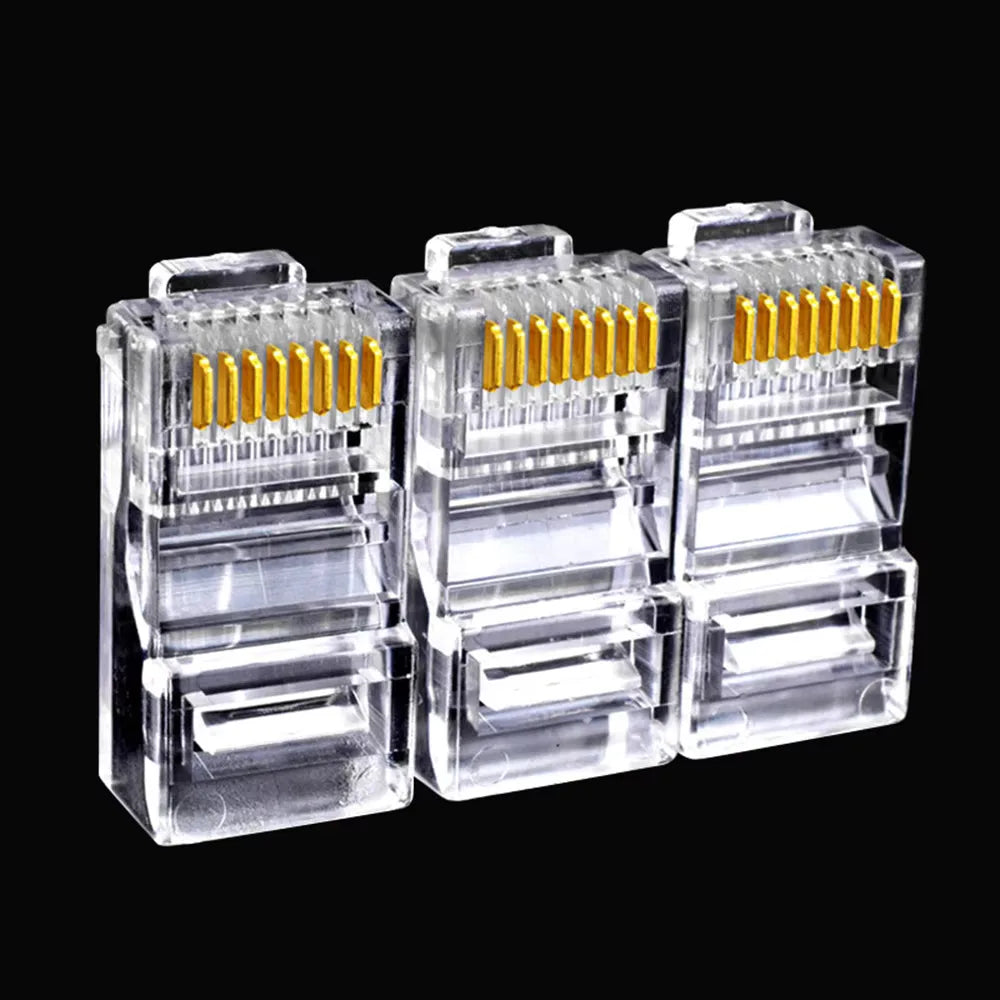 RJ45 Crystal Plugs 50/100 Pack – Cat5 Cat5e Cat6 8P8C Connectors