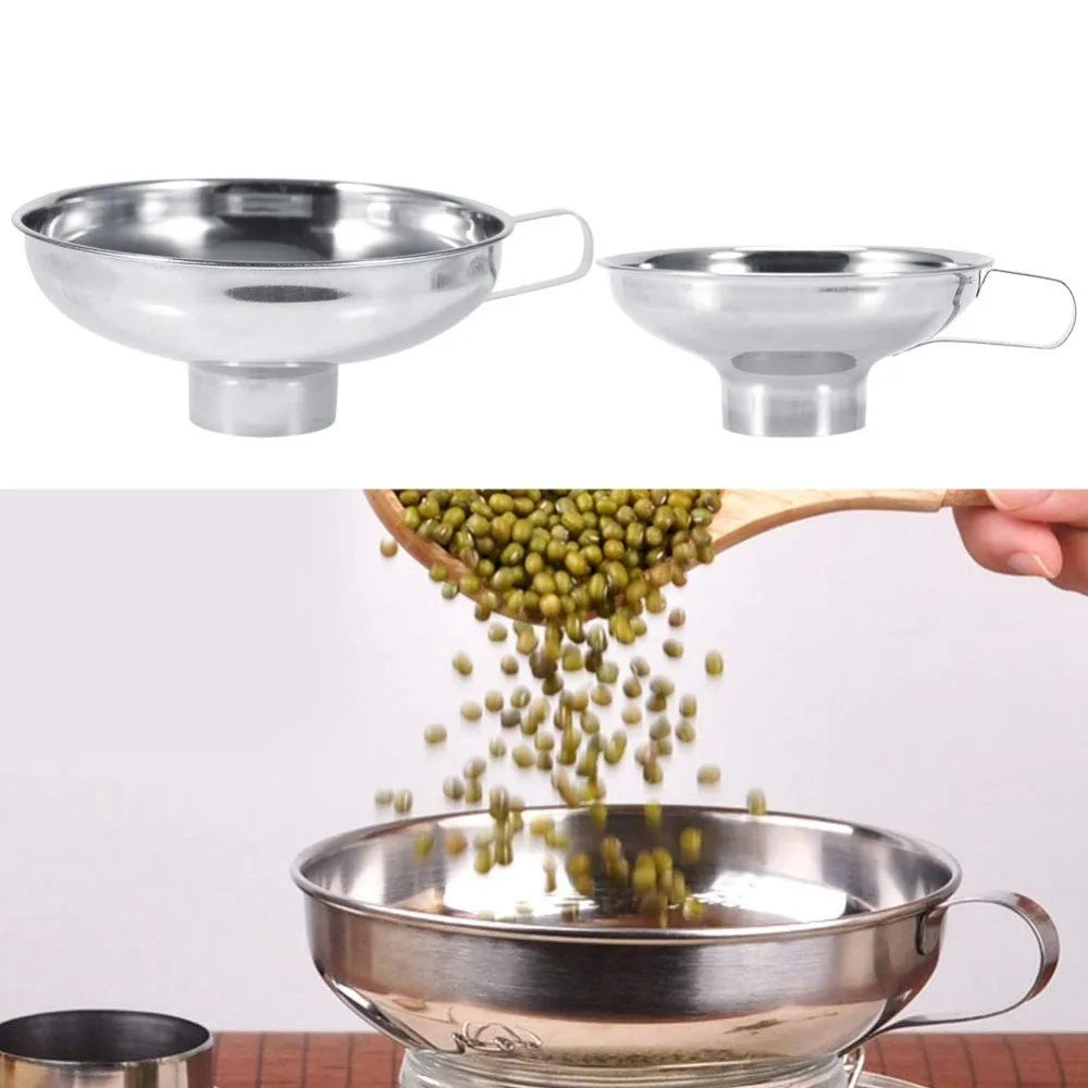 Stainless Steel Wide Mouth Funnel with Handle | Kitchen Tool