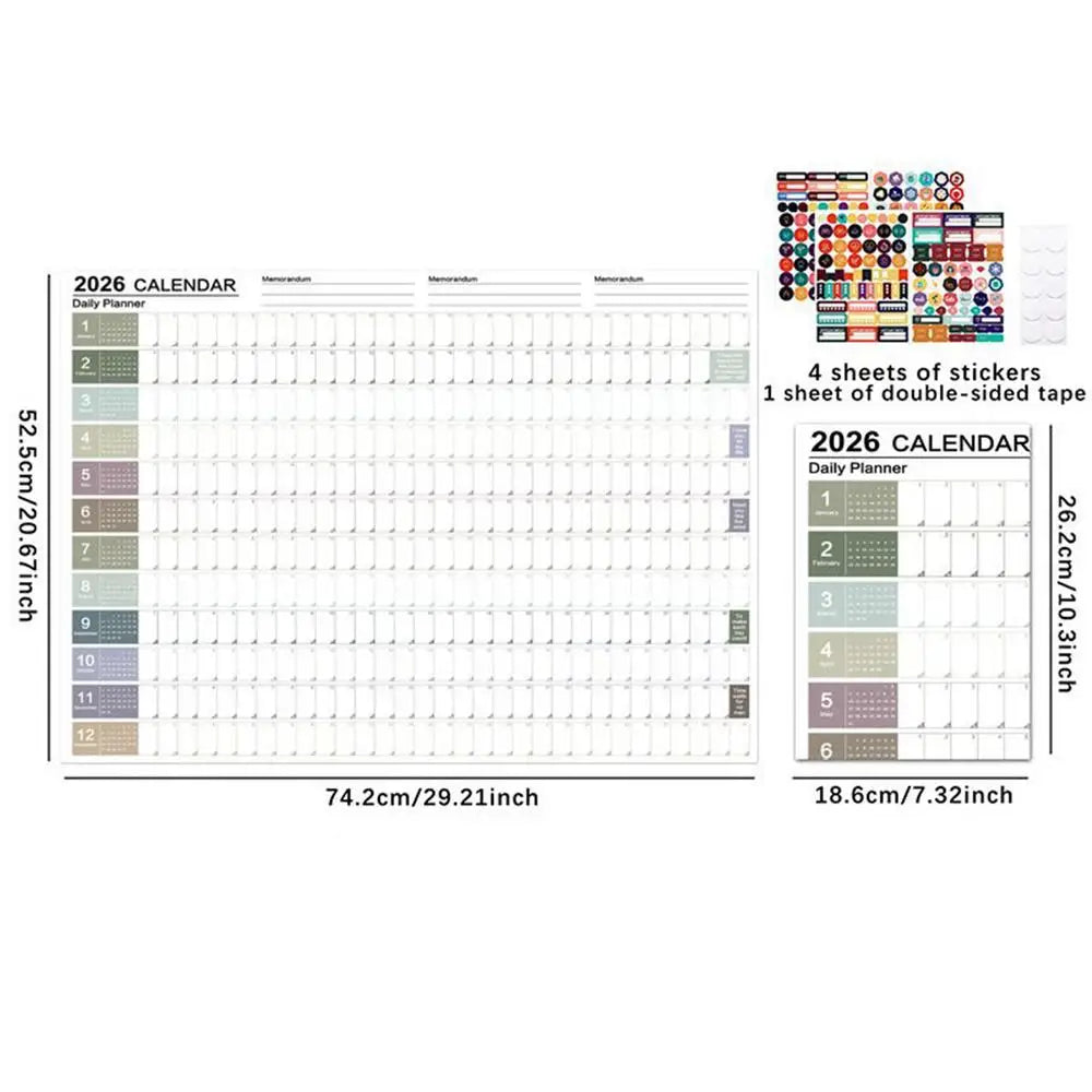 2026 Wall Calendar – 12 Month Folded Poster Planner