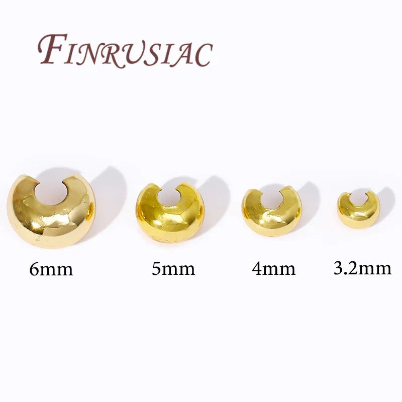 14K Gold Plated Brass Crimp End Beads – DIY Jewelry Spacers