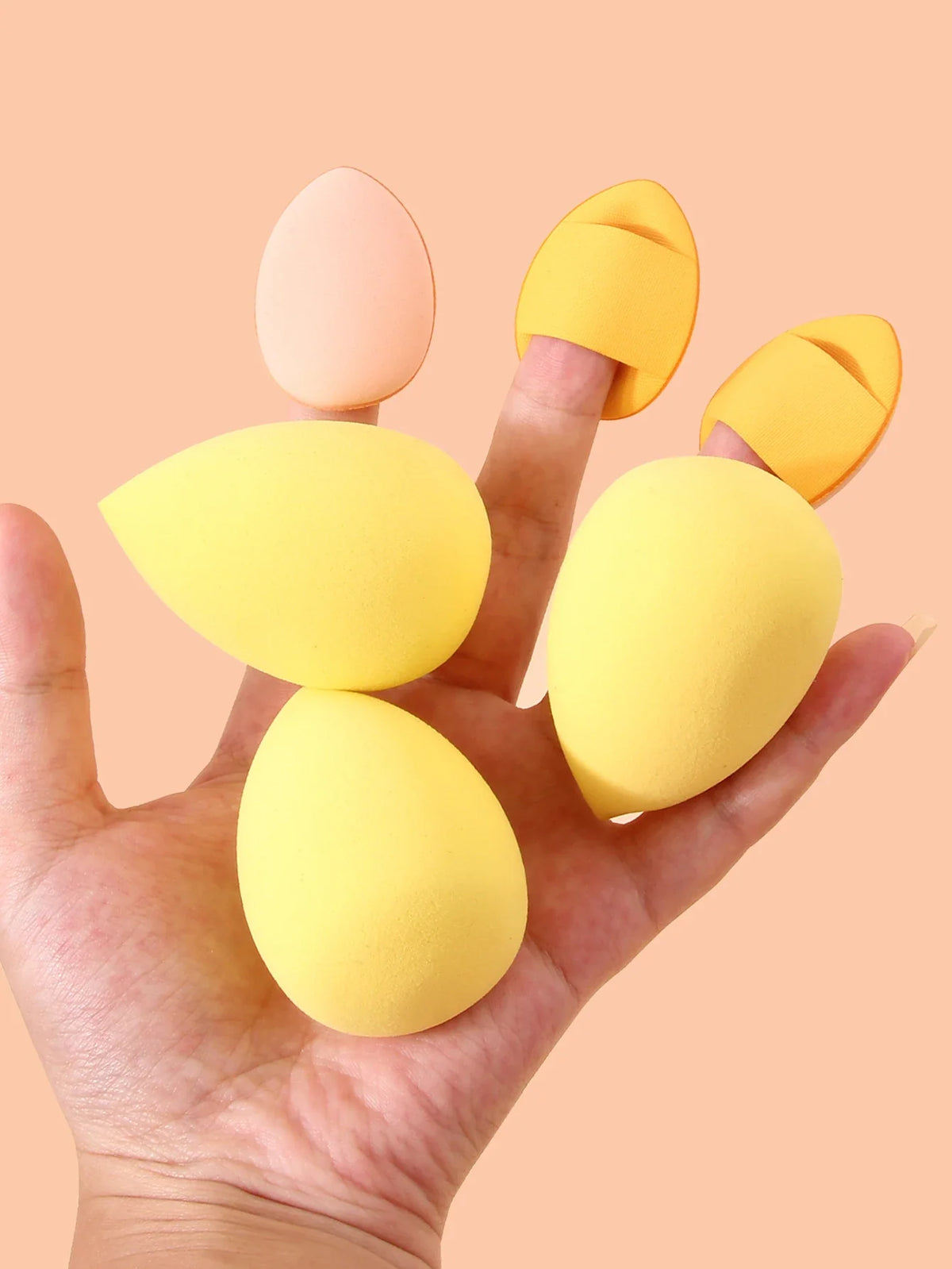 6PCS Yellow Waterdrop Makeup Sponge Set – Foundation & Concealer