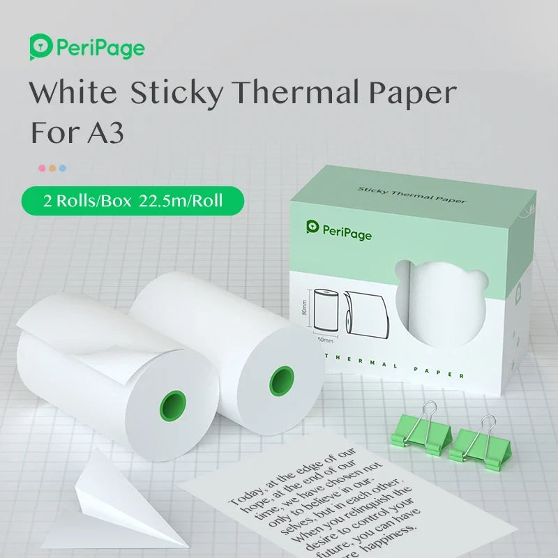Peripage 80x50mm Thermal Paper 2-Pack – 10-Year Print Life