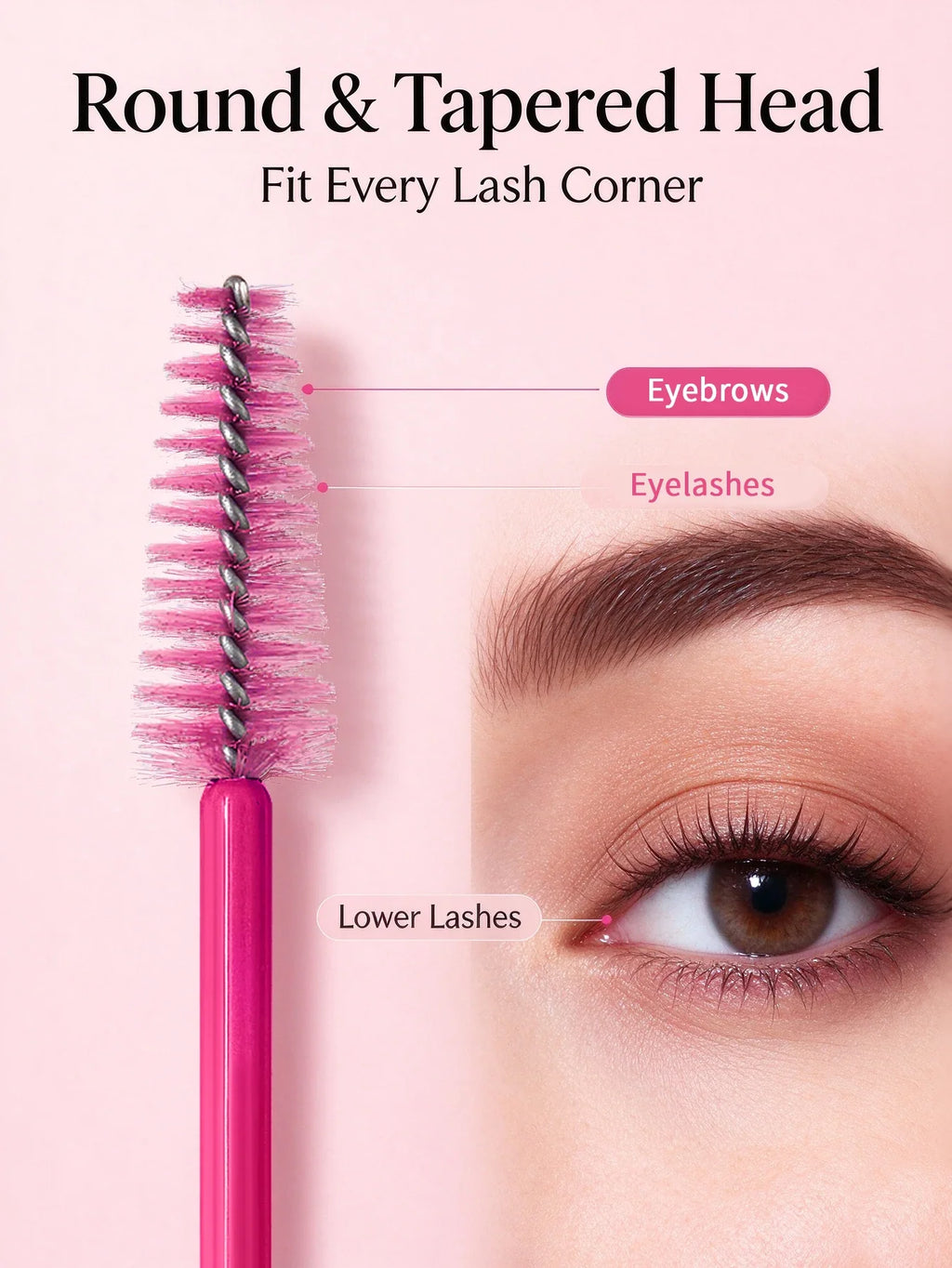 50 Pcs Mascara Wands Spoolie Eyelash & Eyebrow Brush Set