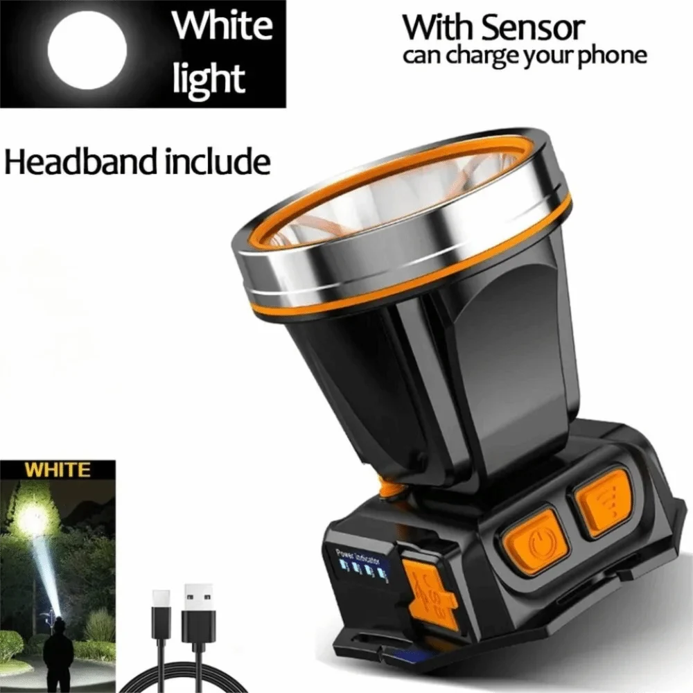 USB Rechargeable Smart Sensor LED Headlamp – 4000mAh
