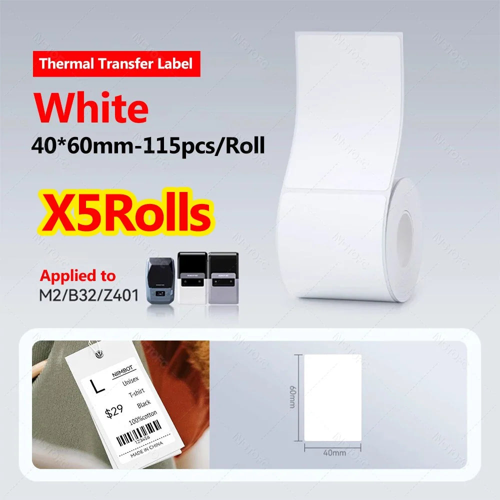 NiiMBOT M2/M3 Thermal Transfer Label Paper Rolls – 3 or 5 Pack