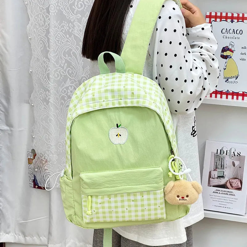 Nixie Plaid Backpack – Korean Style Teen Girls School Bag