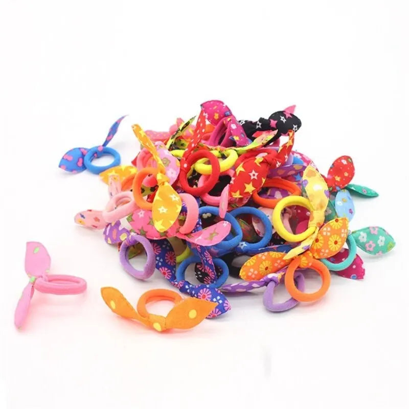 Bunny Ear Hair Bands 24 Mixed Colors – Nylon Cotton Elastics