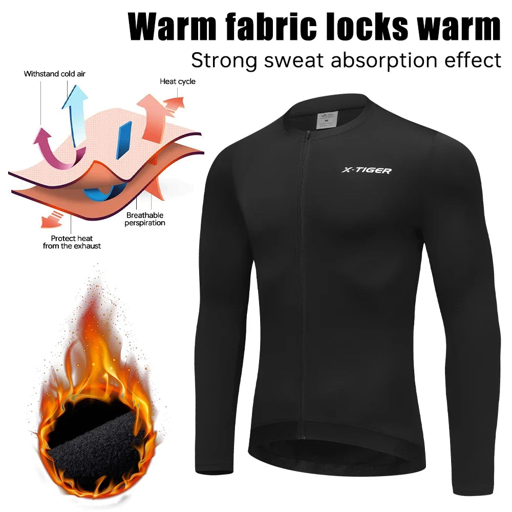 X-TIGER Winter Thermal Fleece Cycling Jersey | Unisex