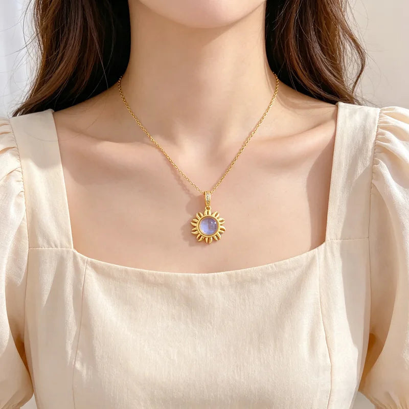 Sunflower Pendant Choker Necklace | Gold Stainless Steel