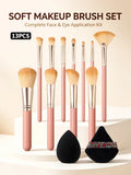 13-Piece Soft Fluffy Makeup Brush Set – Foundation & Eyeshadow