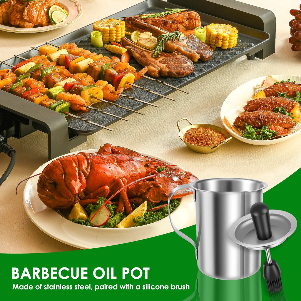 500ML Stainless Steel BBQ Sauce Basting Pot & Brush Set