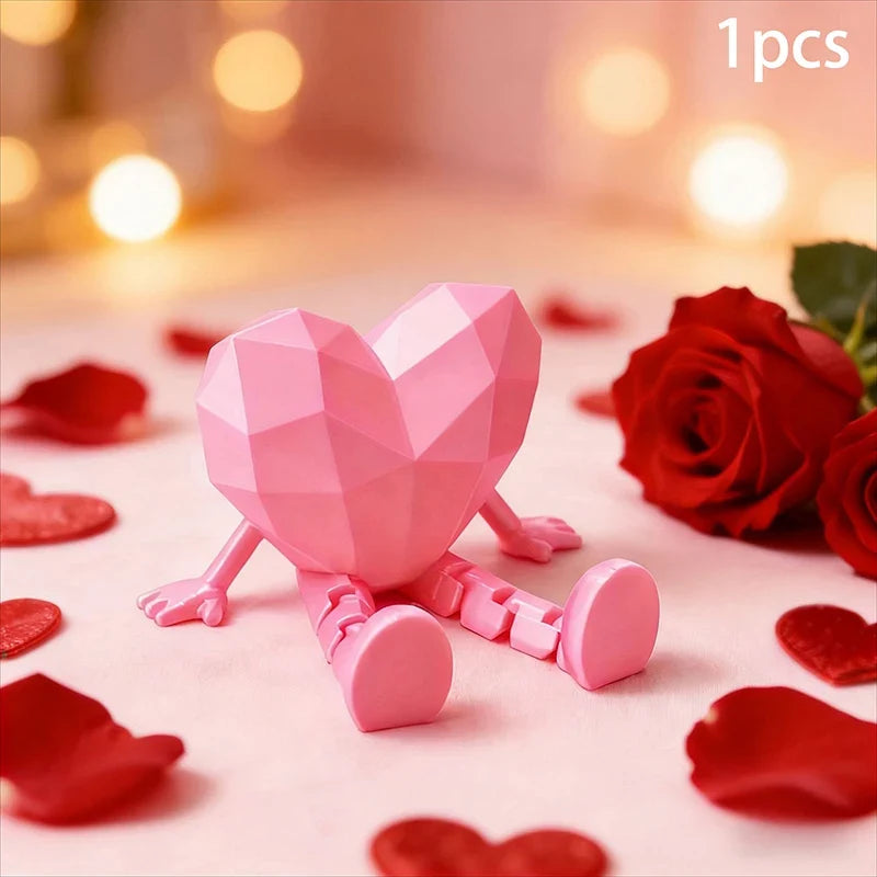 Jointed Miniature Heart Figurine – Valentine's Day Décor Gift