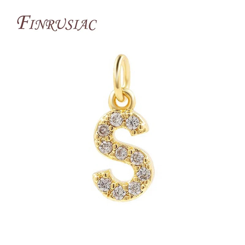 18K Gold Plated Zircon Letter Pendants A-Z Alphabet Charms