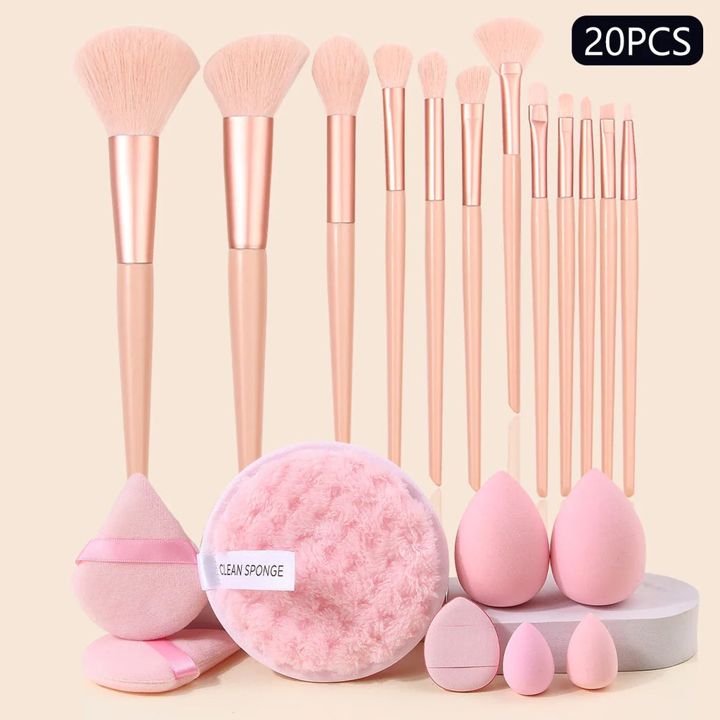 20PCS Professional Makeup Brush Set – Sponges & Puffs