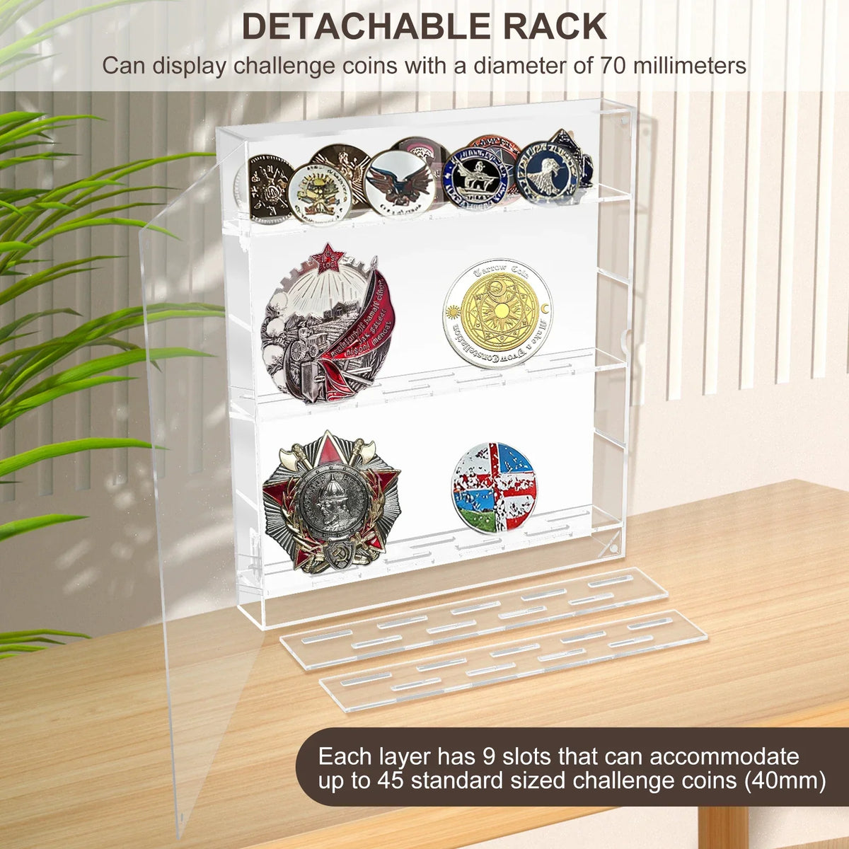 5-Layer Acrylic Coin Display Case – 45-Slot Medal Organizer