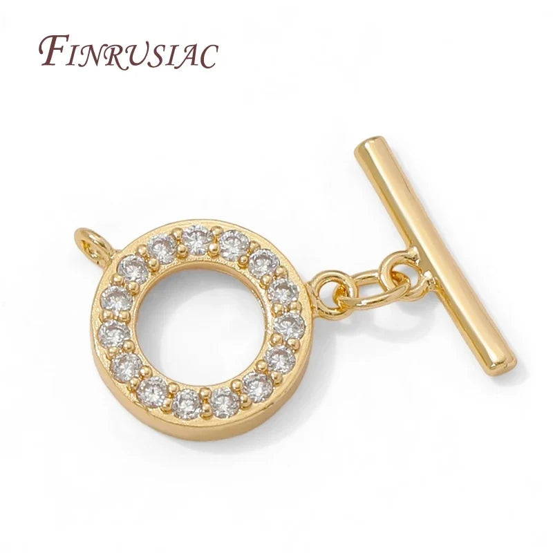 18K Gold Plated Toggle Clasp – Brass Zircon OT DIY Jewelry