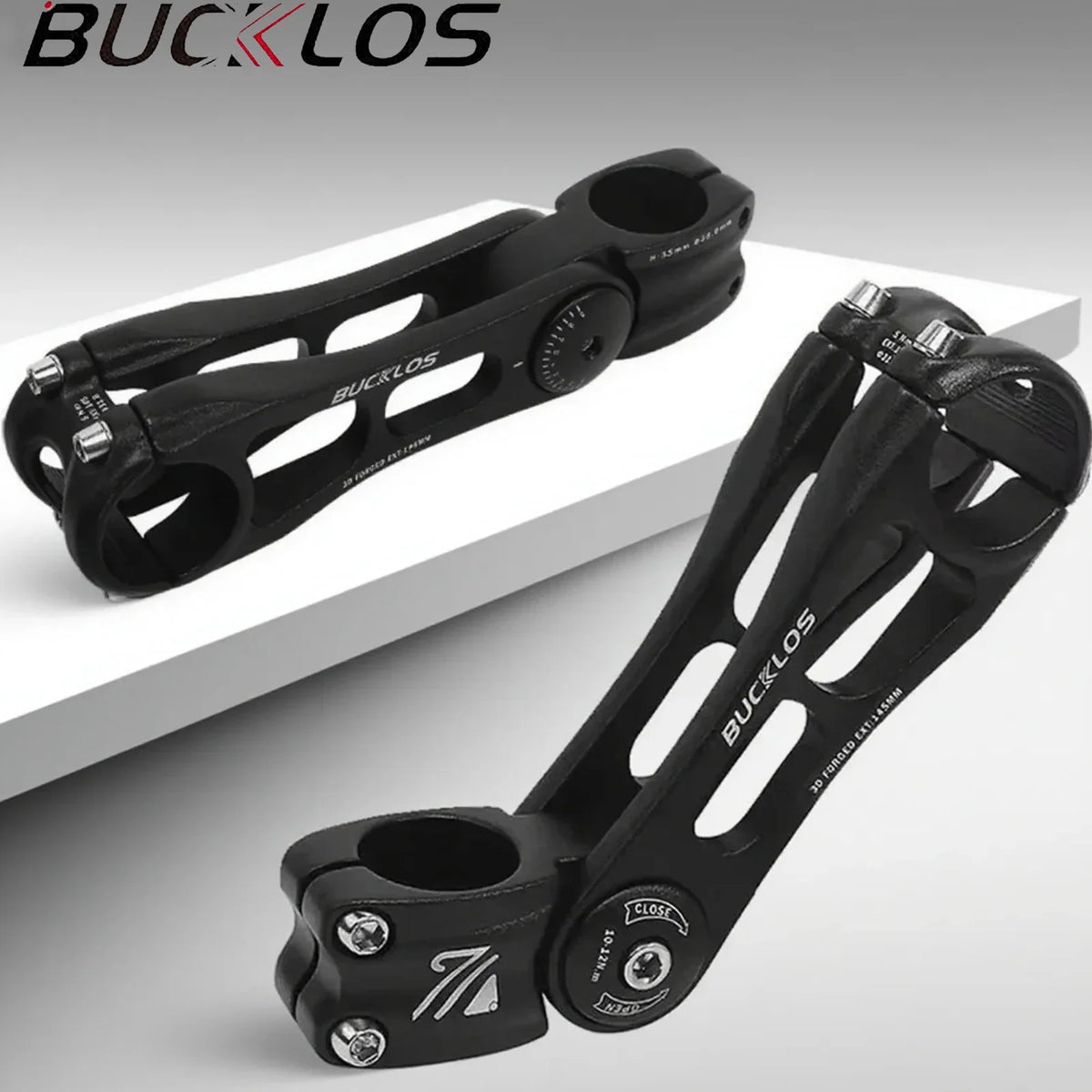 BUCKLOS Adjustable Bike Stem MTB ±80° Aluminum 90–145mm