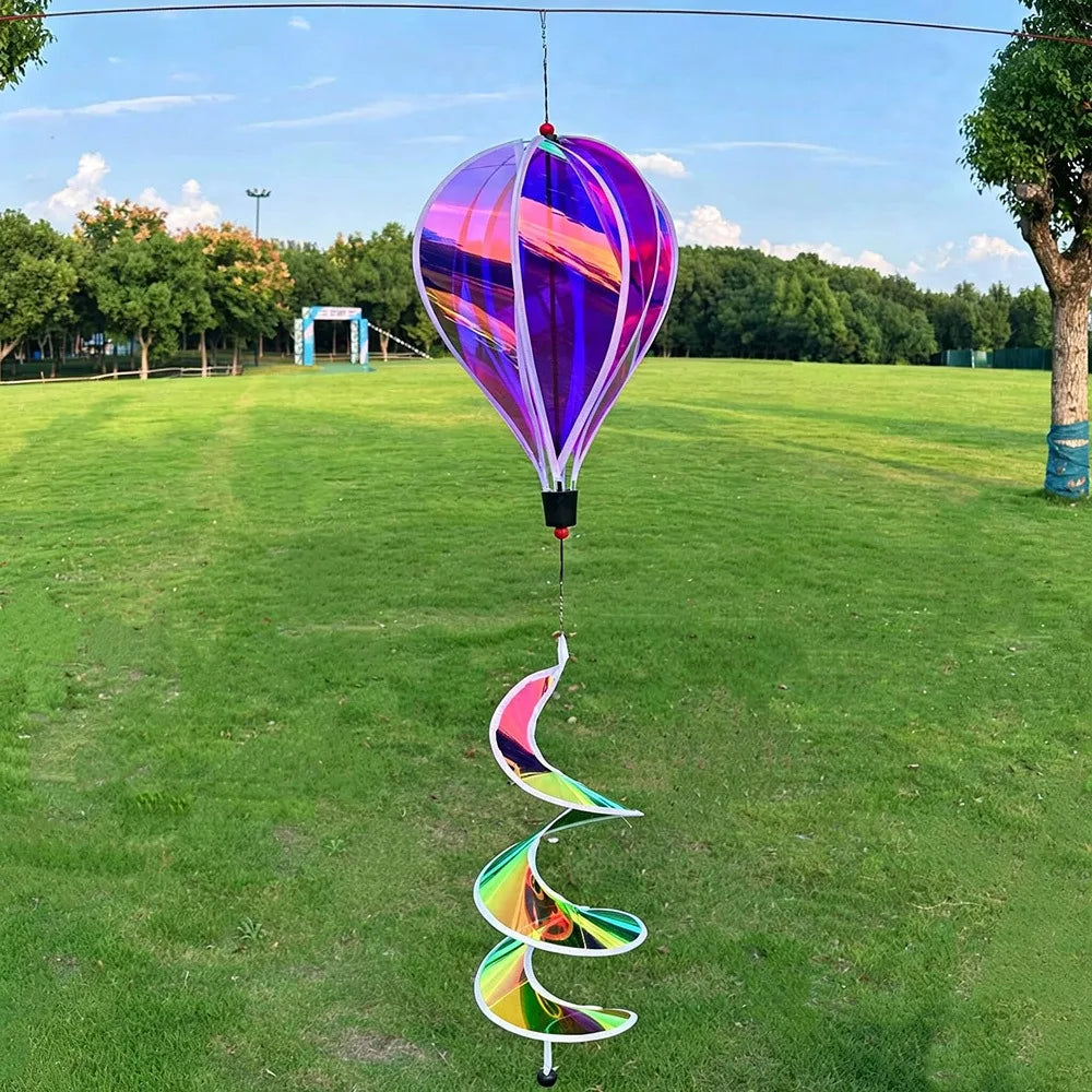 Rainbow Hot Air Balloon Wind Spinner – Colorful Garden Decor