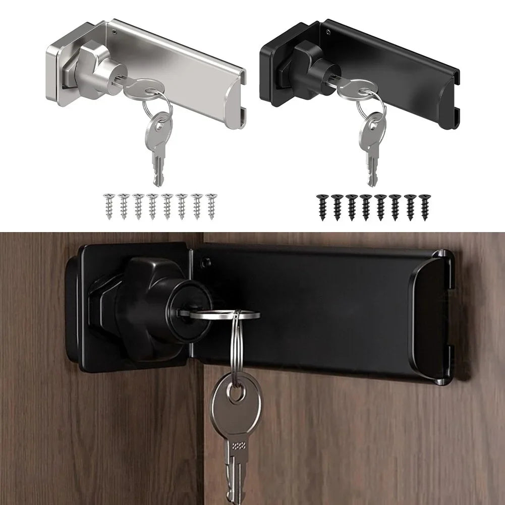 Barn Door Hasp Latch Lock | Keyed, Rust-Resistant, 90° Inward