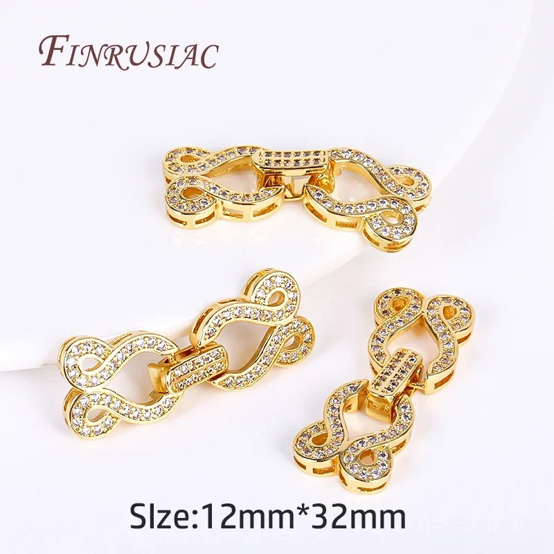 18K Gold Plated Zircon Pearl Clasp | DIY Jewelry Findings