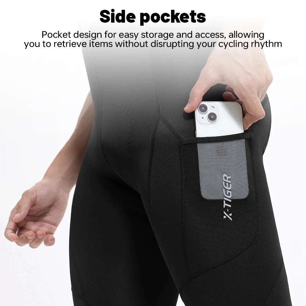 X-TIGER Men's Winter Fleece Cycling Bib Tights | 5D Pad