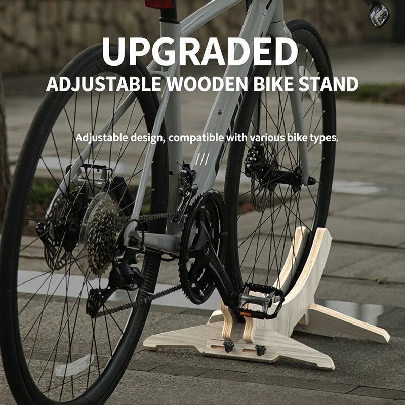 Wooden Adjustable Bike Parking Rack – Indoor Bicycle Storage Stand