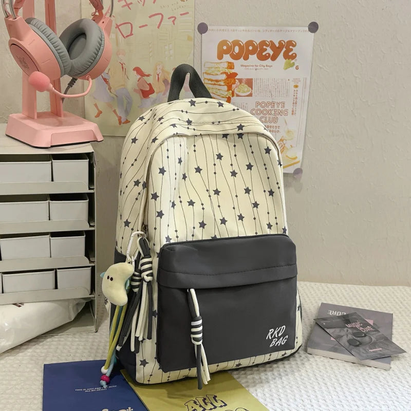 Korean Star Print Lightweight Waterproof Backpack | 20–35L