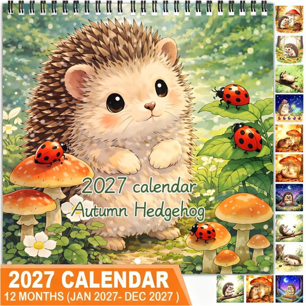 2027 Hedgehog Wall Calendar – Forest Theme Home & Office