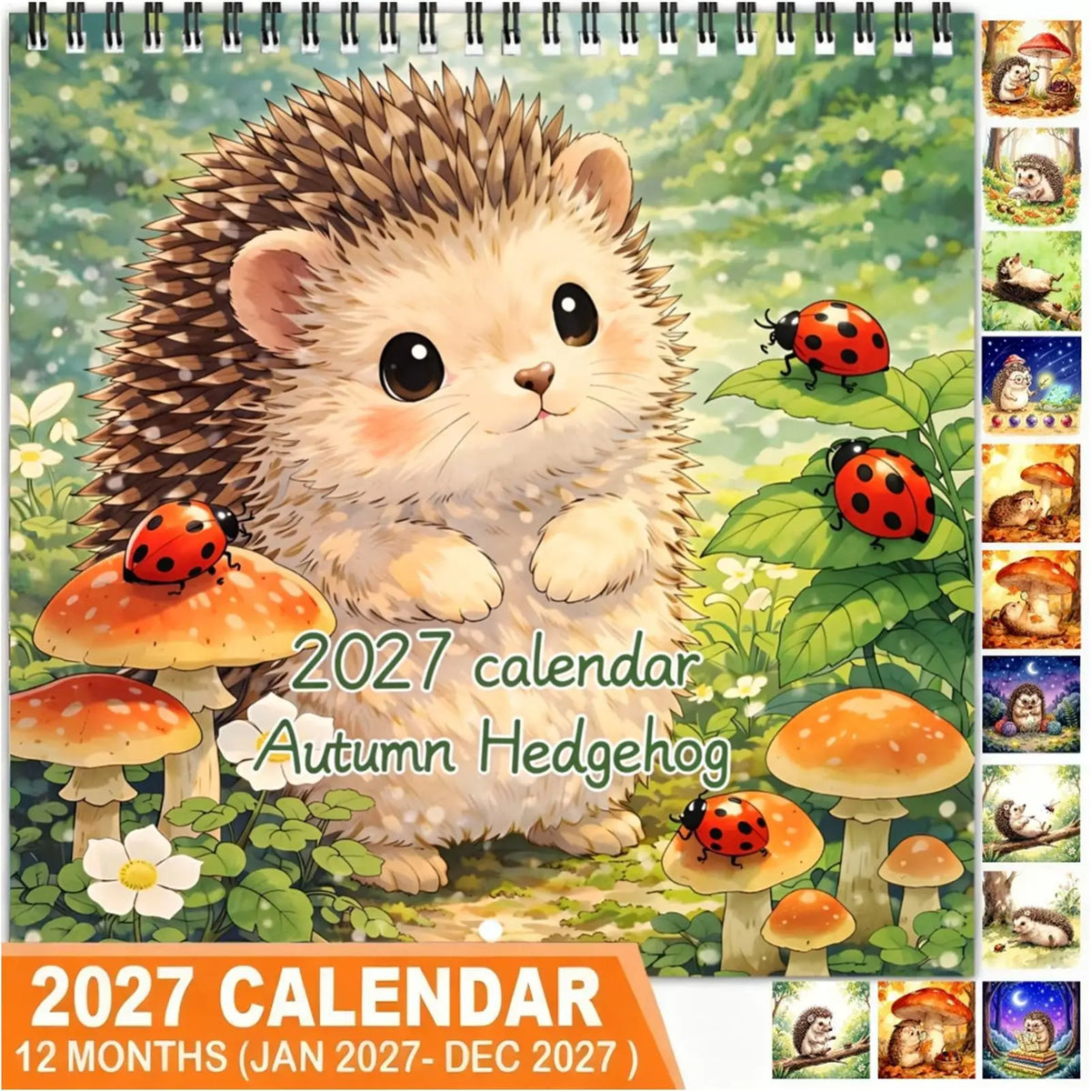 2027 Hedgehog Wall Calendar – Forest Theme Home & Office