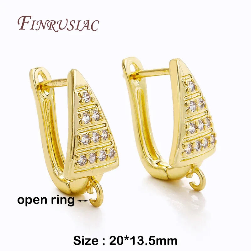 18K Gold Plated Zircon Earring Hooks – DIY Jewelry Findings