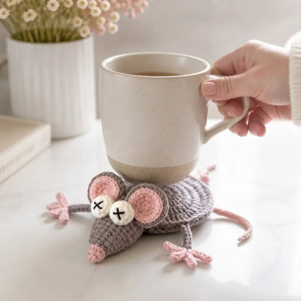Handmade Crochet Animal Coasters – Cute Knitted Cup Mats